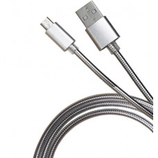 USB кабель металлический 1000mm Silver Micro B3900